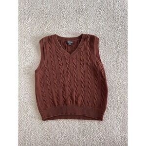 Wild Fable Cable Knit Sweater Vest Brown V-Neck Boho Rustic Casual M Preppy